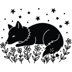 Mystical wolf silhouette designs in nature scenes with spiritual, emotional and tribal elements vector illustration