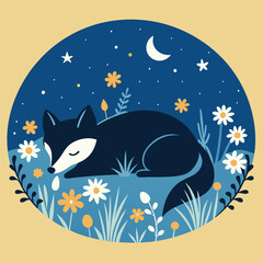 Fototapeta premium Mystical wolf silhouette designs in nature scenes with spiritual, emotional and tribal elements vector illustration