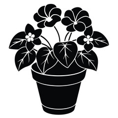 Begonia Flower Silhouette Vector – Decorative Bloom and Botanical Illustration