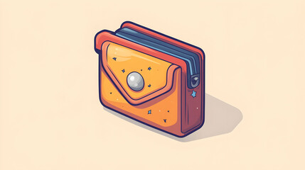 Orange Pixel Art Wallet Illustration