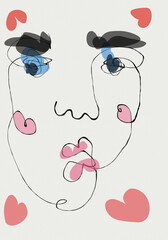 line art face drawing 