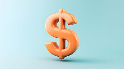 Obraz premium Orange 3D Dollar Sign on Light Blue Background