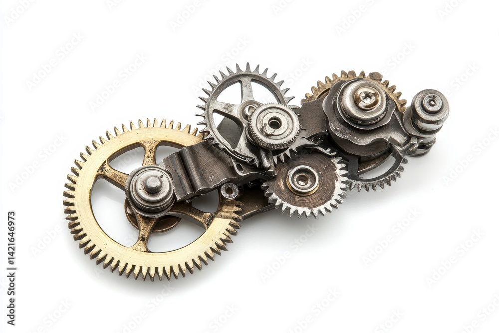 Poster Close-up view of intricate mechanical gears and components in a precision-engineered device highlighting detailed craftsmanship and design