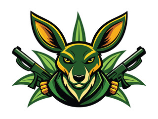 Vector illustration of a aardvark brutal with ears as leaf and eyes as guns