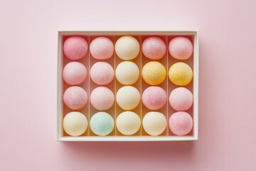 Japanese mochi round shape, soft pastel colors