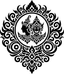 sketch vector illustration silhouette design icon logo symbol mascot detail creature mythology classic vintage knight wayang ethnic traditional vintage classic  