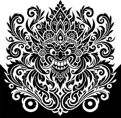 sketch vector illustration silhouette design icon logo symbol mascot detail creature mythology classic vintage knight demon wayang ethnic traditional floral
