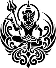 sketch vector illustration silhouette design icon logo symbol mascot detail creature mythology classic vintage knight demon wayang ethnic traditional floral  