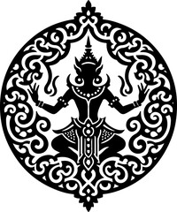 sketch vector illustration silhouette design icon logo symbol mascot detail creature mythology classic vintage knight wayang ethnic traditional vintage 