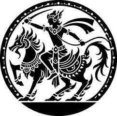 sketch vector illustration silhouette design icon logo symbol mascot detail creature mythology classic vintage knight wayang ethnic traditional vintage classic  