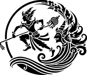 sketch vector illustration silhouette design icon logo symbol mascot detail creature mythology classic vintage knight wayang ethnic traditional vintage classic 