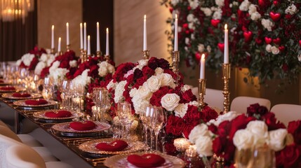 Elegant Valentine's Day banquet table setting