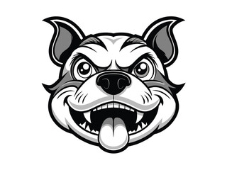 Vector illustration of an angry dog head, a wild animal cartoon with bared teeth, perfect for a tribal tattoo design