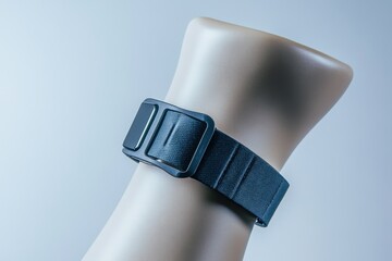 Wristband designed for fitness tracking showcased against a minimalist background emphasizing its sleek look and functionality