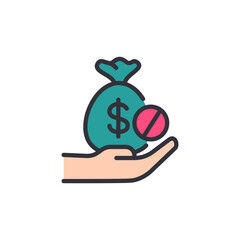 No bribe colored icons, minimalist vector illustration ,simple transparent graphic element .Isolated on white background