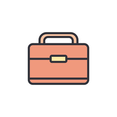 Briefcase colored icons, minimalist vector illustration ,simple transparent graphic element .Isolated on white background