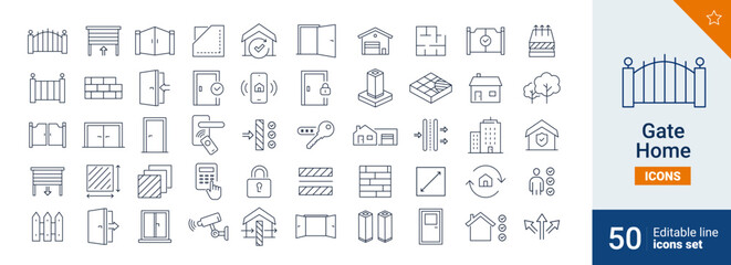 Gate icons Pixel perfect. Security, wall, door, ....	
