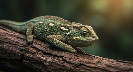 Fototapeta premium Chameleon on Log