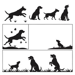 Naklejka premium Mystical wolf silhouette designs in nature scenes with spiritual, emotional and tribal elements vector illustration 