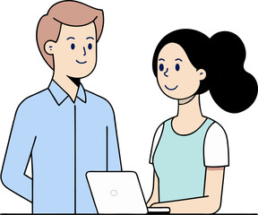 Fototapeta premium Friendly Couple Smiling – Relationship Concept Vector Illustration