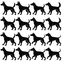 Mystical wolf silhouette designs in nature scenes with spiritual, emotional and tribal elements vector illustration
