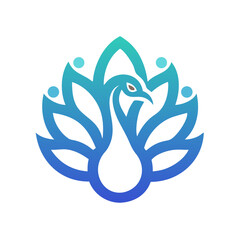 Obraz premium Vibrant peacock logo design with gradient colors .A stylized peacock design on a white background.