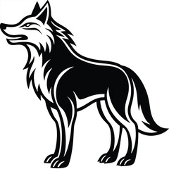 Mystical wolf silhouette designs in nature scenes with spiritual, emotional and tribal elements vector illustration
