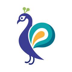 Fototapeta premium Vibrant peacock logo design with gradient colors .A stylized peacock design on a white background.