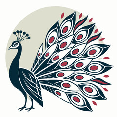 Vibrant peacock logo design with gradient colors .A stylized peacock design on a white  background.