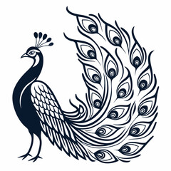 Obraz premium Vibrant peacock logo design with gradient colors .A stylized peacock design on a white background.