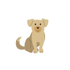 Dog, puppy sitting. Cute funny cartoon animal. Vector illustration isolated on white background.