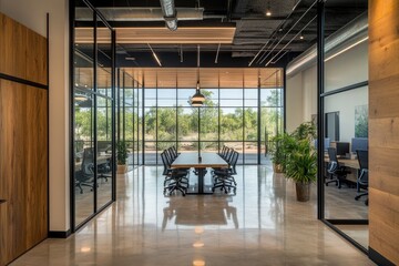 Empty meeting room in modern minimalist style