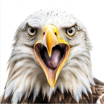 Photo of Angry Eagle Isolated on white background, high quality