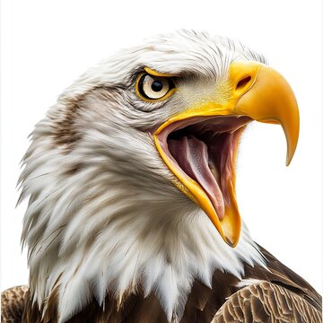 Photo of Angry Eagle Isolated on white background, high quality