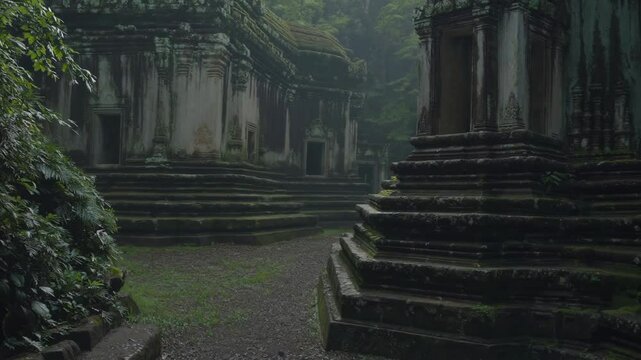 Beng mealea temple emerging from lush jungle mist