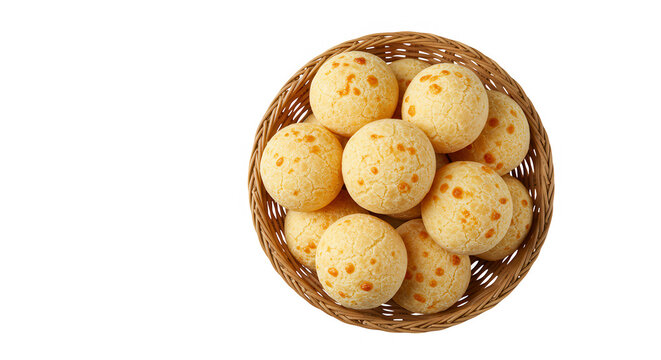 p&atilde;o de queijo no cesto no fundo transparente