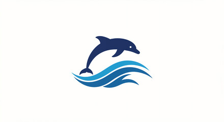 Fototapeta premium Dolphin Jumping Over Waves Simple Graphic Illustration