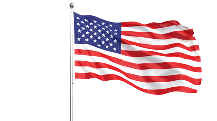 Fototapeta premium United States flag waving in the wind on white background