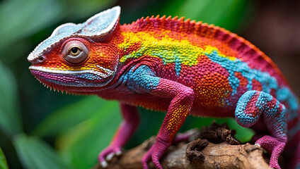 Obraz premium Stunning Vibrantly Colored Chameleon Displaying Its Unique Patterns