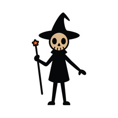 Cartoon Skeleton Wizard Smiling Skull Illustration