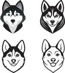 Alaskan Klee Kai Dog Head Logo 4 Bundel Set