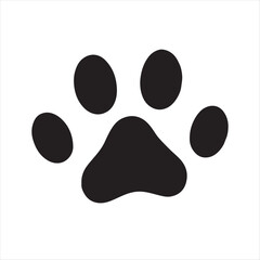 Cartoon paw print engraving drawing of black silhouette vector 