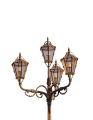 Classic old lamp post isolated on a white background