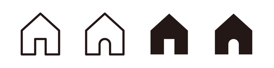 Simple home icon set. Line and solid style.