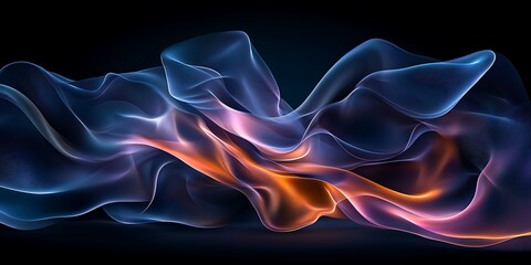 Obraz premium abstract blue and orange smoke on black background
