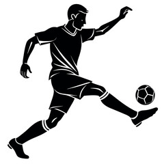 Naklejka premium A soccer-player-kicking-the-ball-during-a-match 