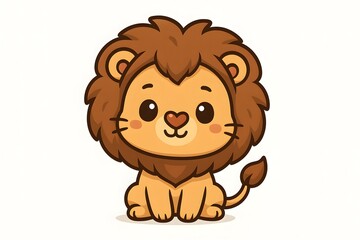 Fototapeta premium Cute Cartoon Lion Cub Illustration