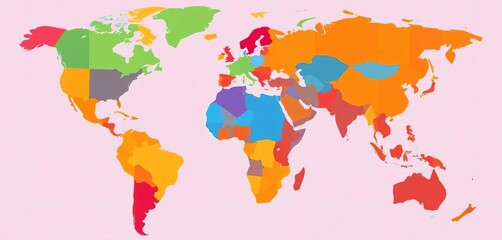 Obraz premium Simple flat vector illustration of a world map composed of squares, illustration, simple world map