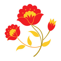 Fototapeta premium Embroidery-with-red-and-yellow-flowers golden 