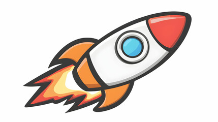 Cartoon Rocket Launching into Space